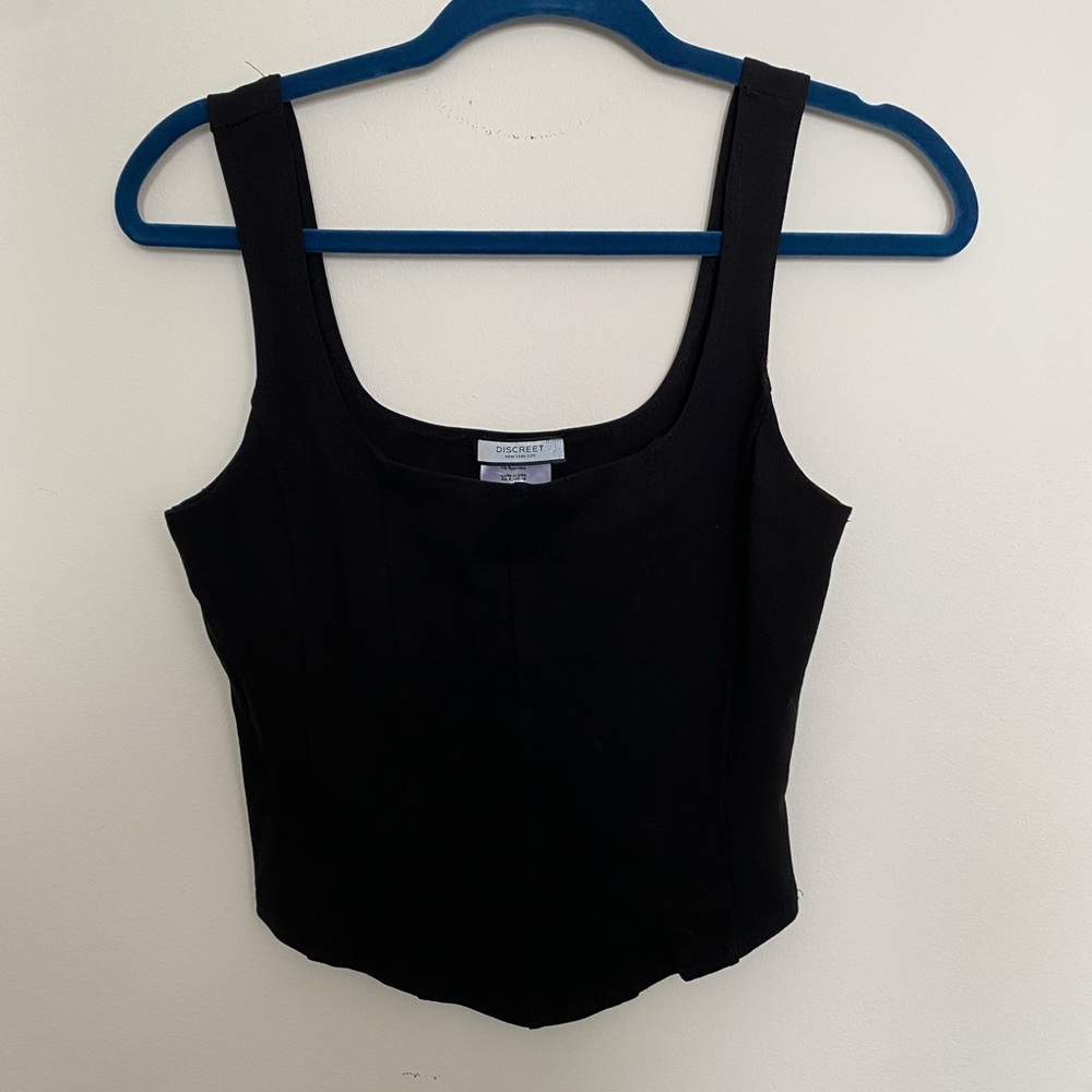 Black corset-style top